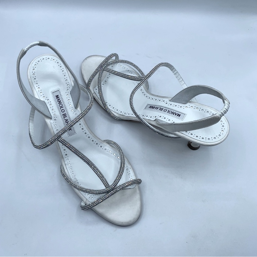 Manolo Blahnik Lucery Crystal Embellished Sandals